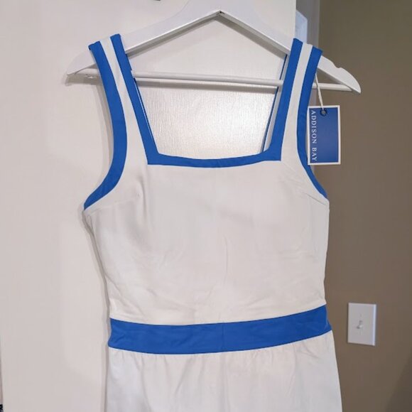 RARE HTF Tuckernuck Addison Bay Rally Tennis Dress M NWT Super White Cerulean - Picture 7 of 14